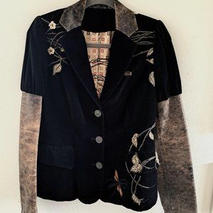 Asy7um Black Velvet Handmade Embroidered Blazer